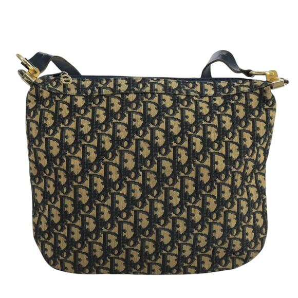 DIOR Trotter Canvas Shoulder Bag Navy Gold - Picture 2 of 12